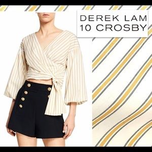 𝅺host PICK🎉🎉🎉 DEREK Lam V Neck Cropped 3/4 Sleeve Top 100% Cotton